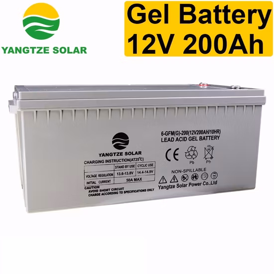 5 ans de garantie de stockage de batterie solaire à cycle profond de gel 12V 200ah pour banque d'alimentation
